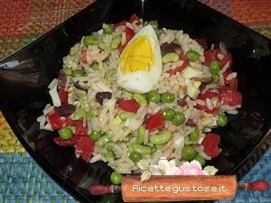 ricetta insalata di riso piselli fagiolotti verdi