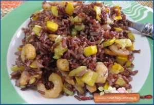 riso rosso zucchine gialle e gamberetti ricetta