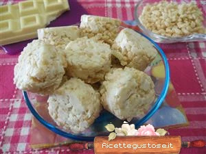 cioccolatini cioccolato bianco cocco e rice krispies ricetta