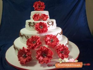 torta decorata peonie rosse