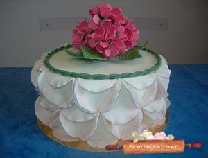 torta decorata ortensie e bordo elegante