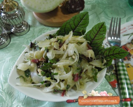 insalata finocchi acetosa rossa quadro di capra salame di oca