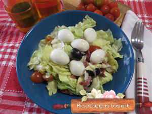 insalata speck e uova di quaglia