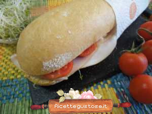 Panino caprino prosciutto cotto e germogli alfa alfa