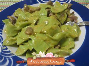 Farfalle verdi fegatini e zucca