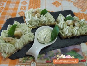 bruschetta ombrina ed erba ostrica ricetta