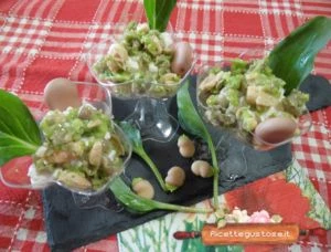 ricetta bicchierini salati salmone fave rosa erba ostrica