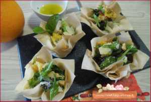 cestini di pasta fillo arance e noci