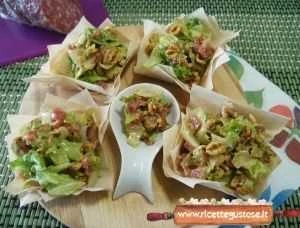 ricetta cestini pasta fillo farro soffiato camoscio ricetta