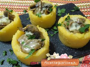 cestini di polenta funghi e gorgonzola