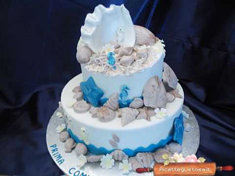 torta pasta di zucchero decorata tema mare