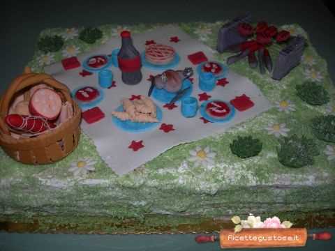 torta millefoglie picnic decorazioni pasta di gomma