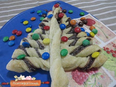 albero natale pasta sfoglia nutella