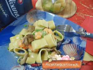 calamarata verdure e mazzancolle in vasocottura