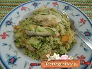 ricetta cous cous bietola gamberoni e pesce sughero
