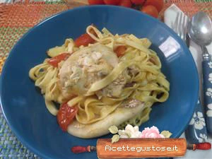 fettuccine allo chapagne con pesce bagnomaria ricetta