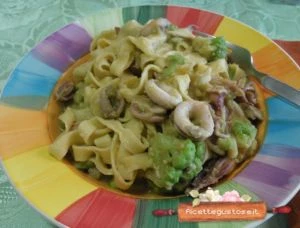 fettuccine totani e broccolo romanesco