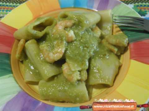paccheri piselli mazzancolle