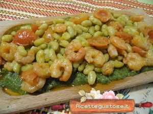 polenta cavolo spigarello fagiolotti gamberetti