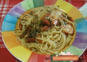 spaghetti asparagi gamberi argentini ricetta