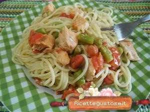 spaghetti asparagi e trota salmonata ricetta