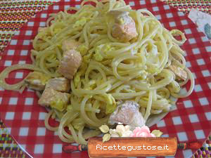 Spaghetti alla carbonara di salmone