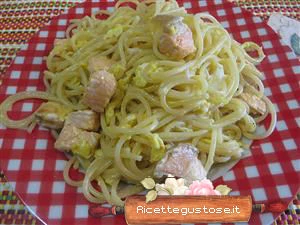 spaghetti carbonara di salmone