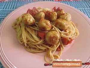 Spaghetti con polpettine di pesce spada