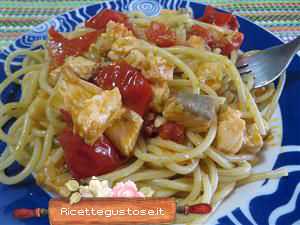 Spaghetti salmone e pesto