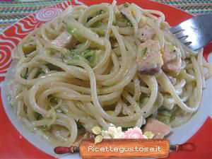 spaghetti salmone zucchine ricotta