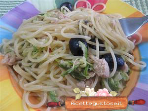 spaghetti zucchine e tonno in bianco