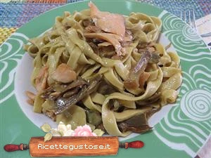ricetta tagliatele di orzo carciofi e salmone