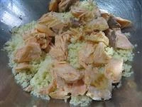 6 foto cous cous freddo melanzane ceci e salmone