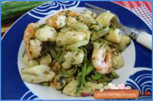 gnocchi fredd zucchine mazzancolle e pesto