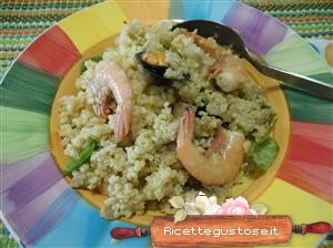 insalata miglio melanzane e frutti di mare facile