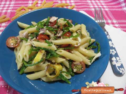 pasta fredda tonno calamari salicornia