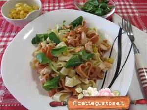 pasta fredda salmone mais e valeriana gustosa