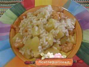 Risotto gamberetti e patate lesse