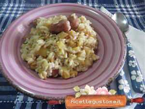 Risotto patate e wurstel