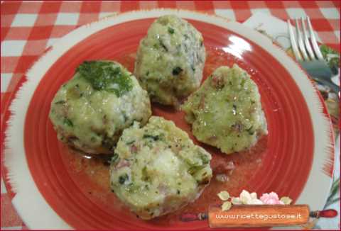canederli cicoria caprino salamella 