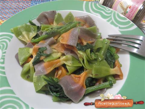 farfalle colorate cime di rapa tartufo