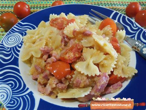 farfalle pagrattato pomodorini