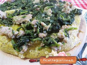 polenta gratinata salsiccia broccoletti e gorgonzola