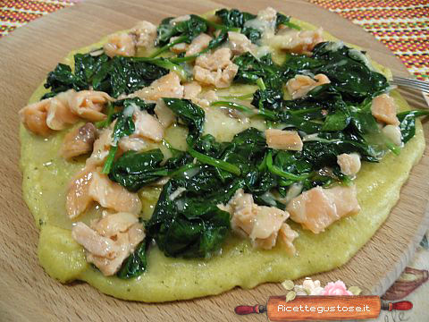 polenta spinaci salmone