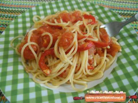 Spaghetti con peperoni arrosto
