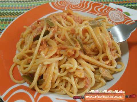 Spaghetti pomodorini olive verdi