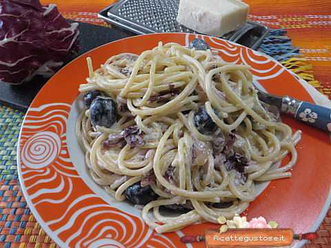 spaghetti radicchio olive nere