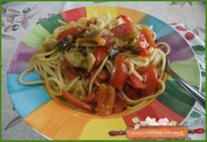 spaghetti verdure e roquefort