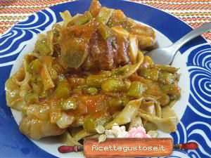 tagliatelle aspargi e costine ricetta