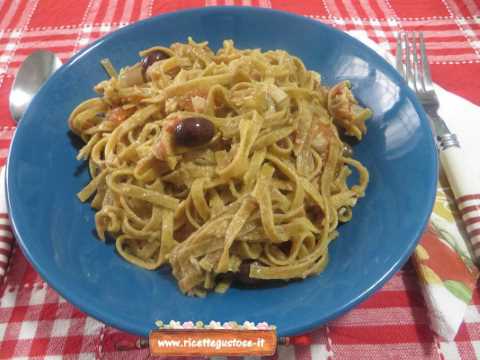 tagliatelle di farro alle melanzane perline